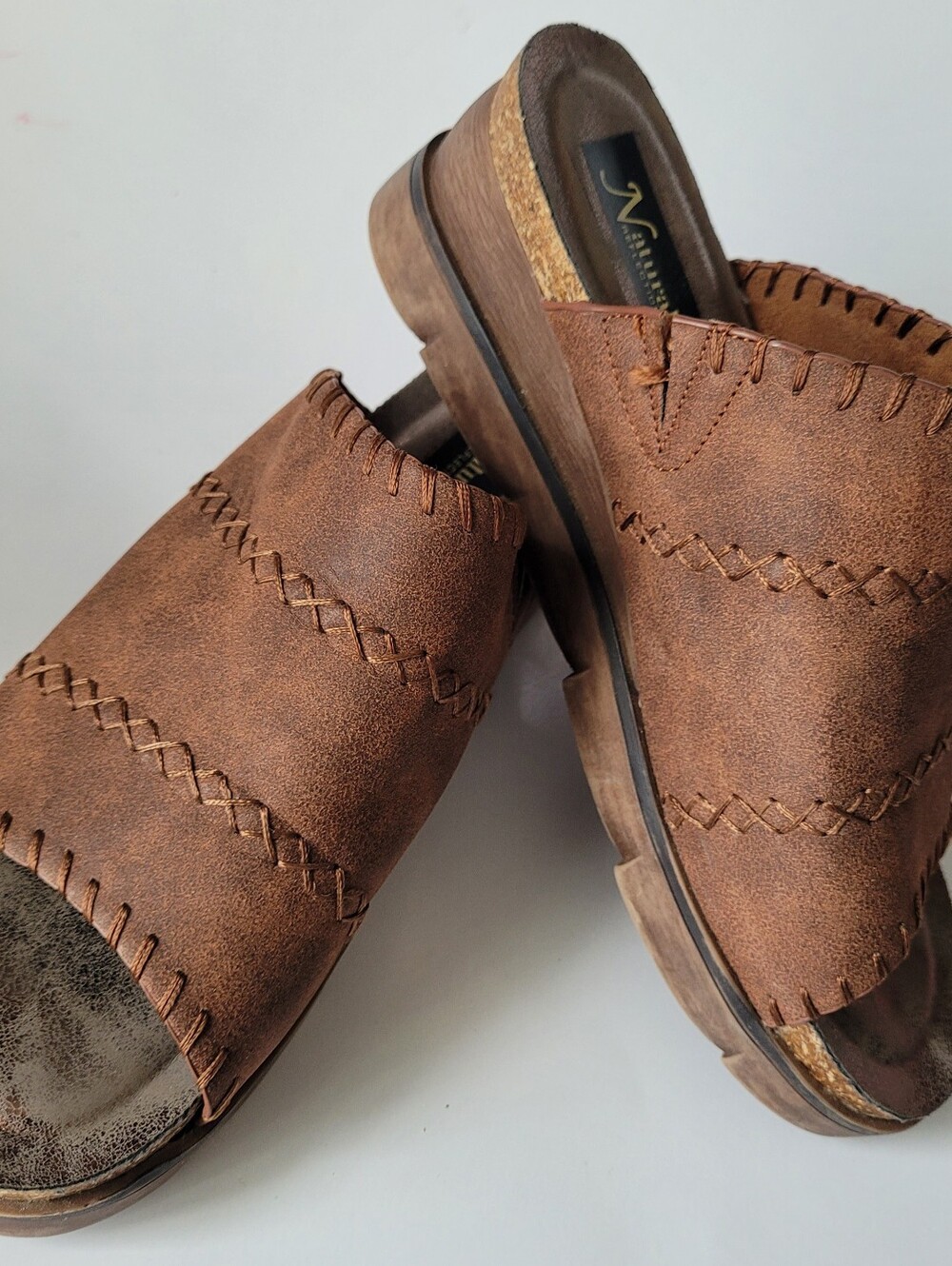 Natural Reflections Lisle Comfort Slip-On Wedge Sandals in Brown/Cognac US 8 - Picture 11 of 16